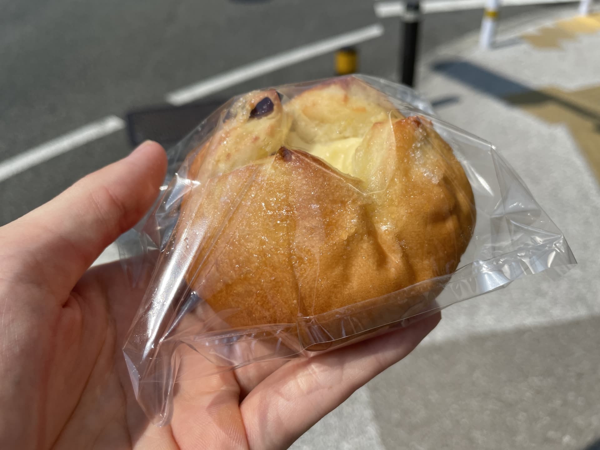 フィルムで包装されたパン