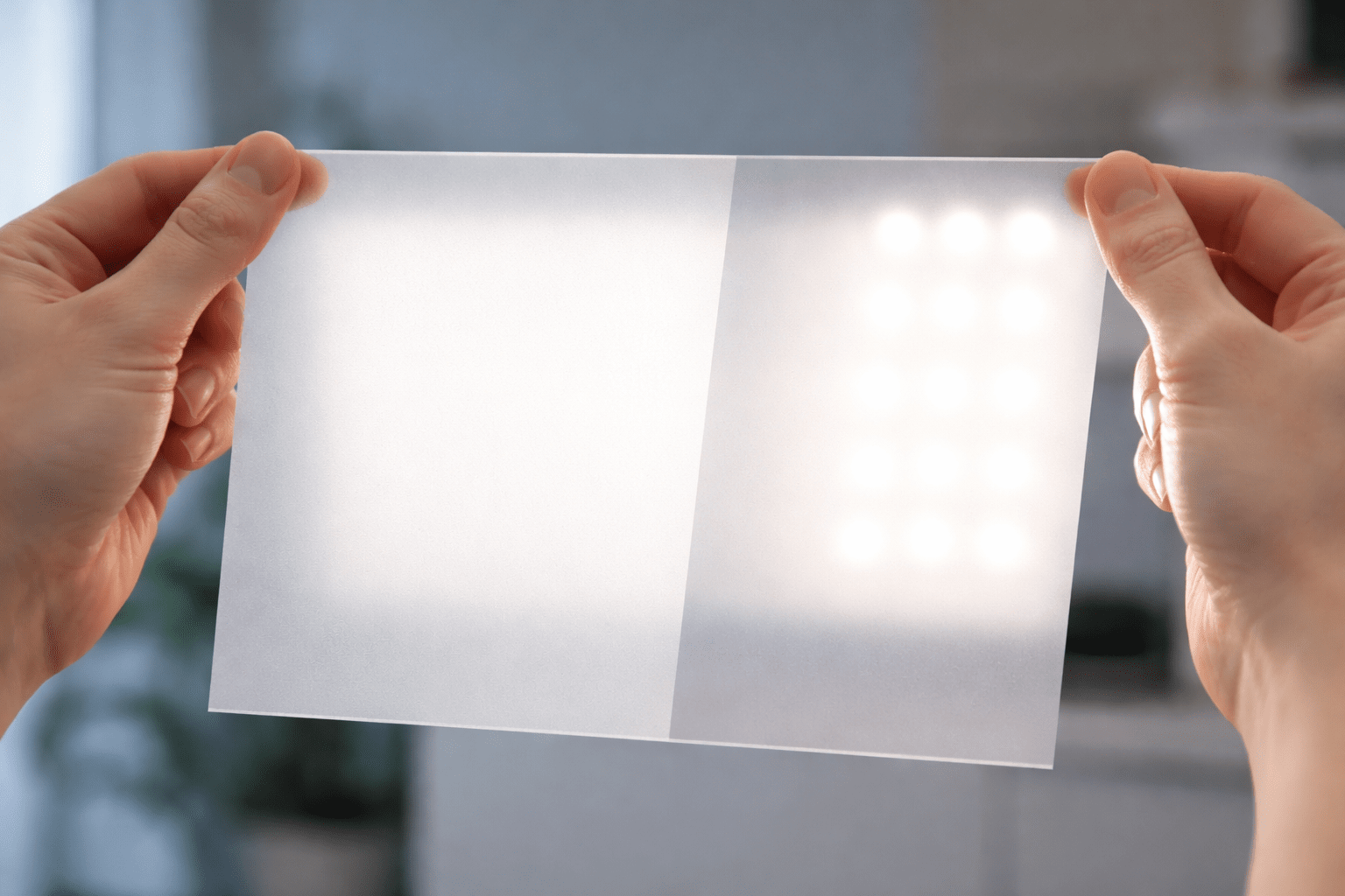 光拡散フィルターを２枚持つ手